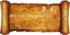 Mátéffy Anna névjegykártya