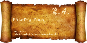 Mátéffy Anna névjegykártya
